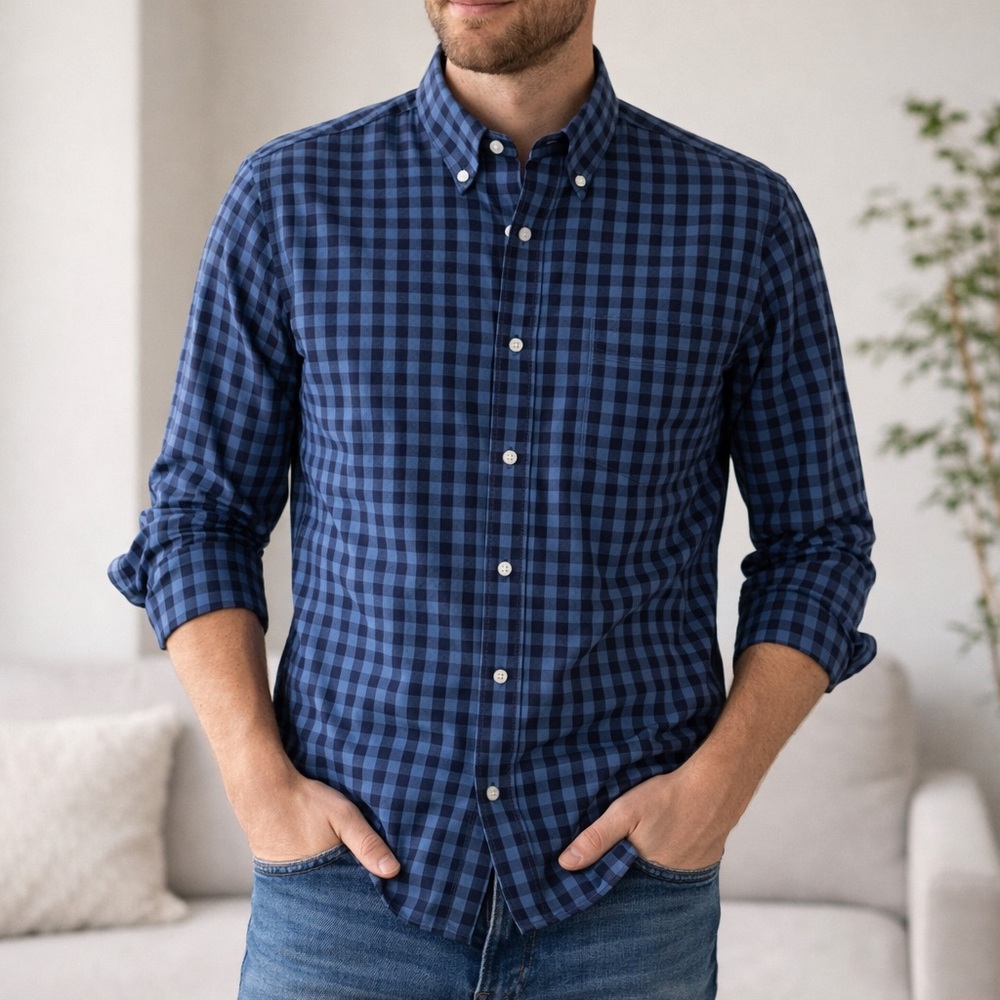 J.Crew Slim Fit Blue Plaid Button-Down Shirt Men’s Medium